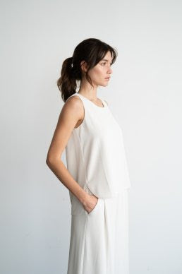High & Low Crew Neck Sleeveless Top