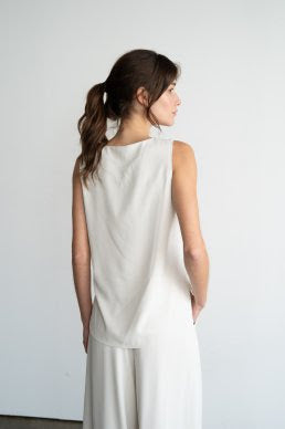 High & Low Crew Neck Sleeveless Top