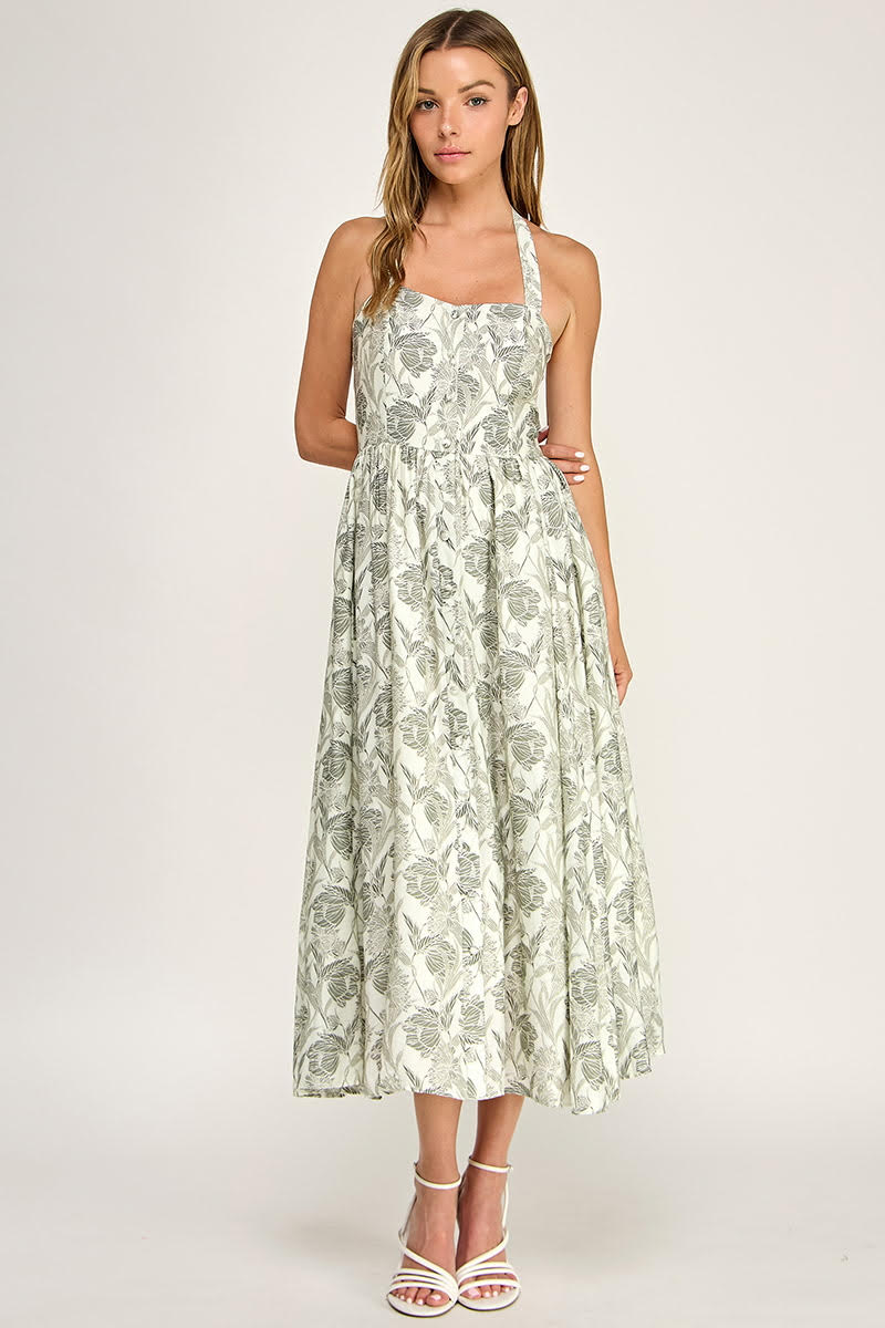 Floral Halter Midi Dress