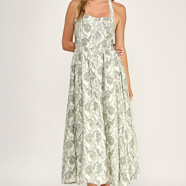 Floral Halter Midi Dress