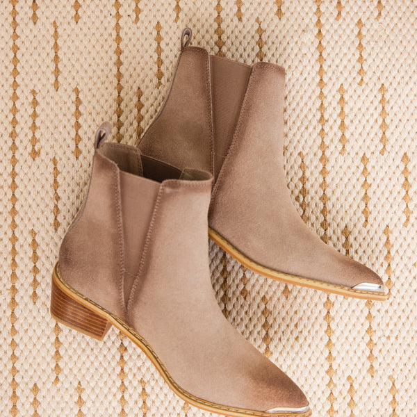 Wylie Suede Ankle Boot in Taupe
