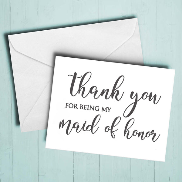 Maid of Honor Thanks Card, Simple Wedding Greeting Card