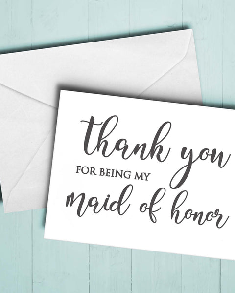 Thank you card for maid of honor - SLATE Boutique & Gifts 