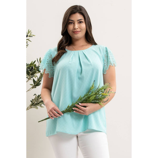 Lace Floral sleeve t-shirt - womens plus sized clothing