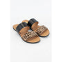 Black and cheetah print Slide Sandals - womens shoes