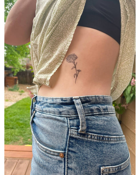 Black ink Marigold temporary tattoo - SLATE Boutique & Gifts