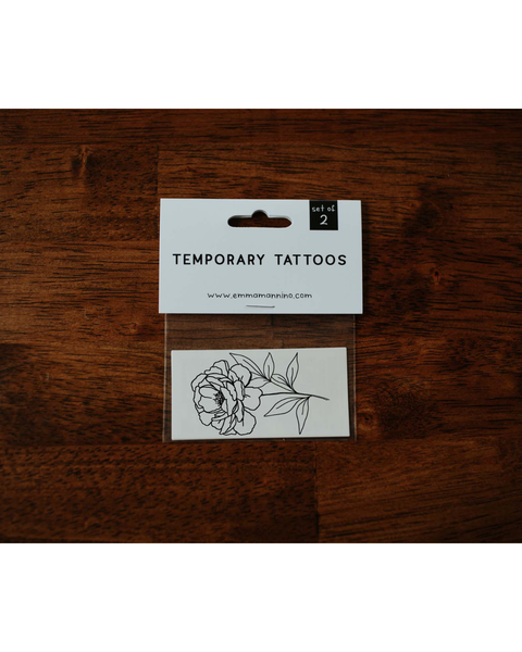 Black ink Peony Temporary Tattoo - SLATE Boutique & Gifts