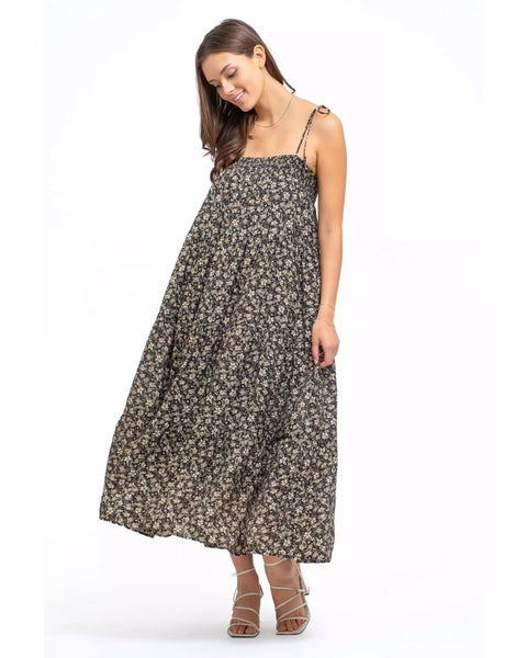 Spaghetti Tie Floral Maxi Dress - SLATE Boutique & Gifts