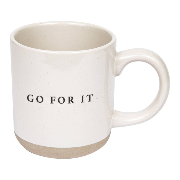 White mug with black print: "Go For It"