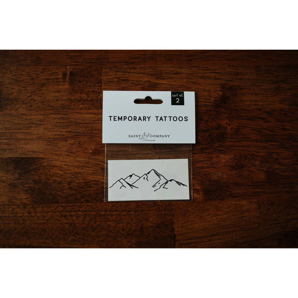 Black ink temporary mountain scene tattoo - SLATE Boutique & Gifts 