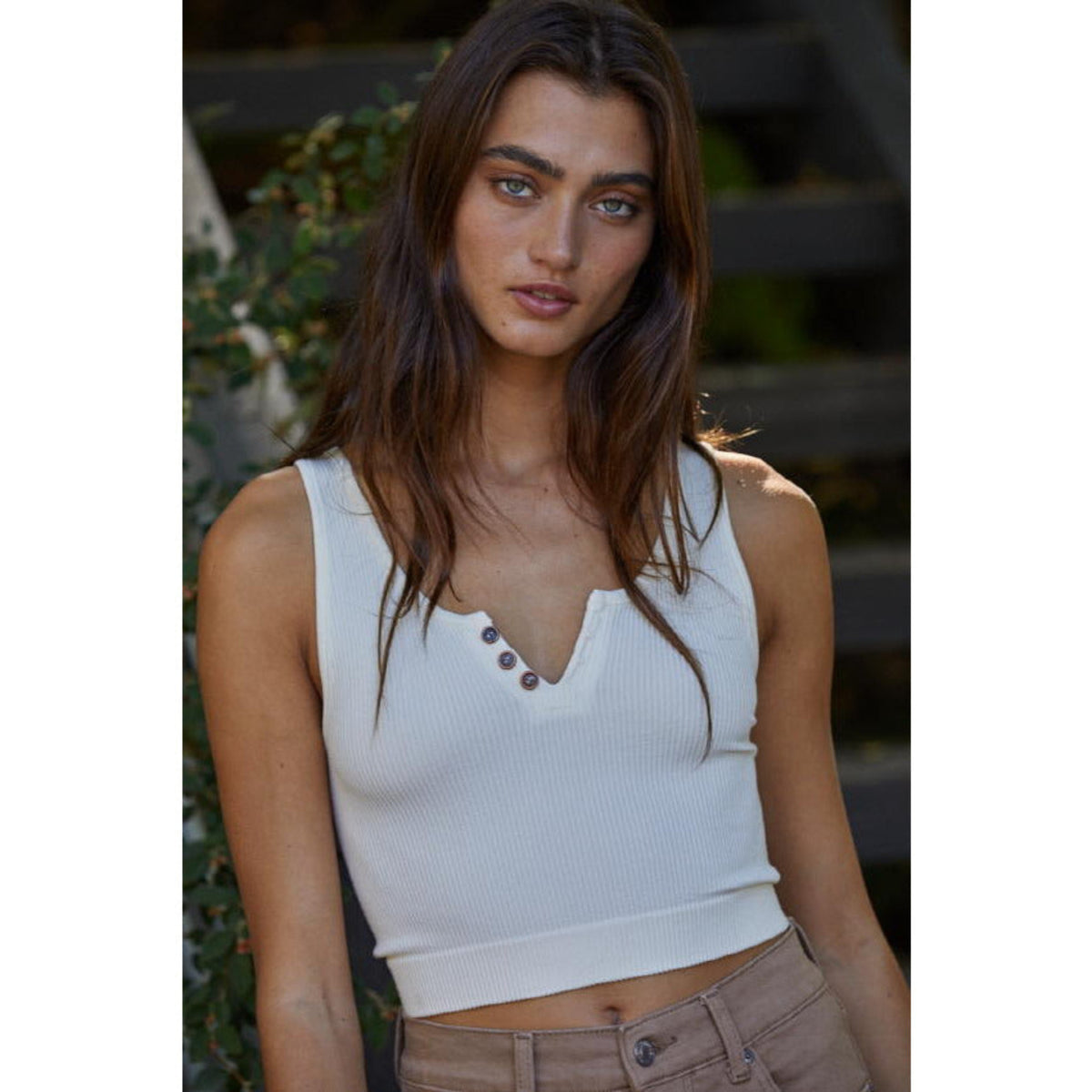 Button Down Crop Top - SLATE Boutique & Gifts