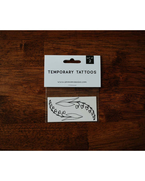 Black ink Lily of the Valley temporary tattoo - SLATE Boutique & Gifts