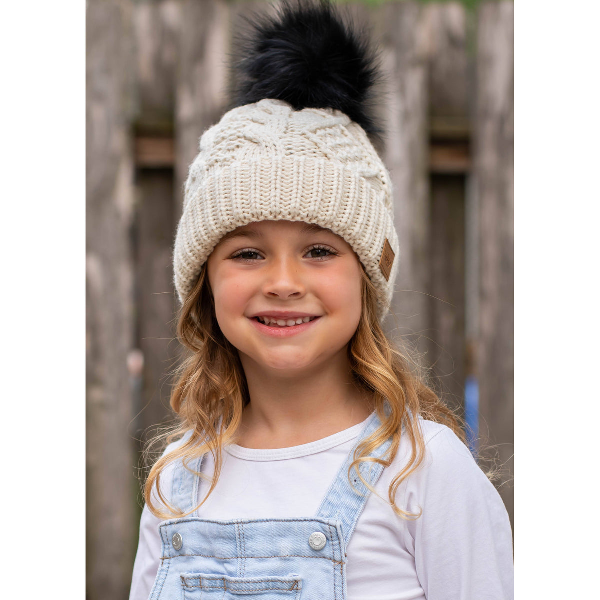 KIDS Cable Knit Pom Hat - SLATE Boutique & Gifts