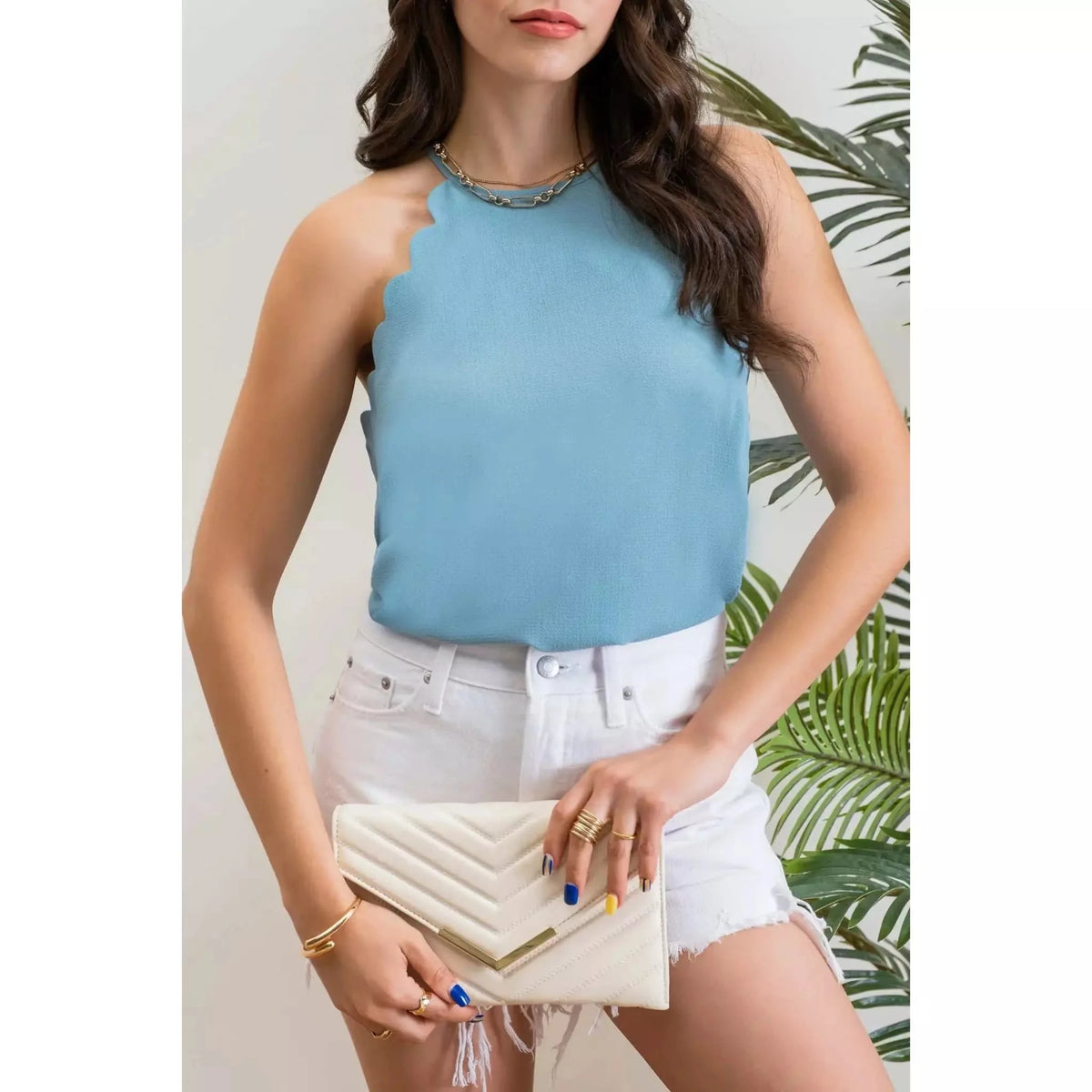 Solid Scallop Halter Tank - SLATE Boutique & Gifts