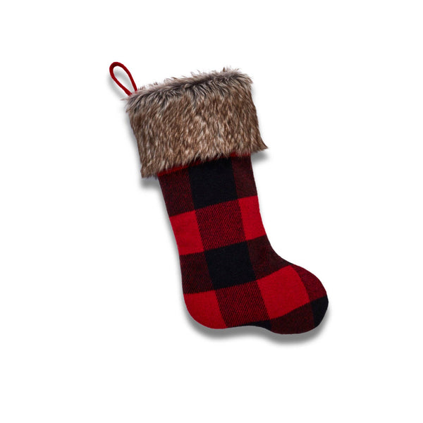 Cabin Blanket Christmas Stocking in Red and Black - SLATE Boutique & Gifts