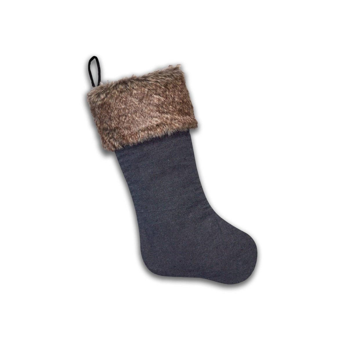 Dress Denim Christmas Stocking with Faux Fur Trim - SLATE Boutique & Gifts