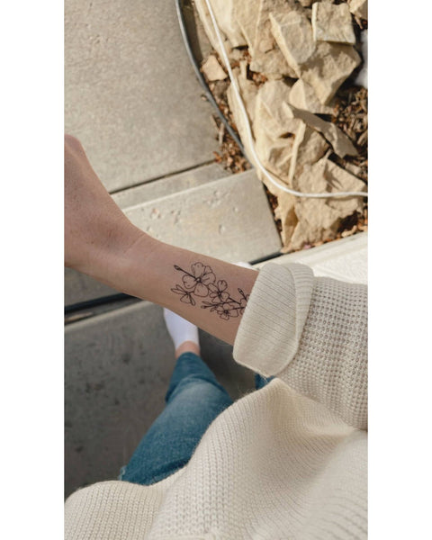 Black ink temporary Cherry Blossom tattoo- SLATE Boutique & Gifts