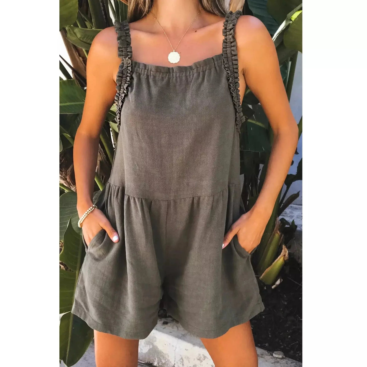 Wide Leg Romper with Pockets - SLATE Boutique & Gifts