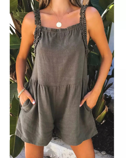 Wide Leg Romper with Pockets - SLATE Boutique & Gifts