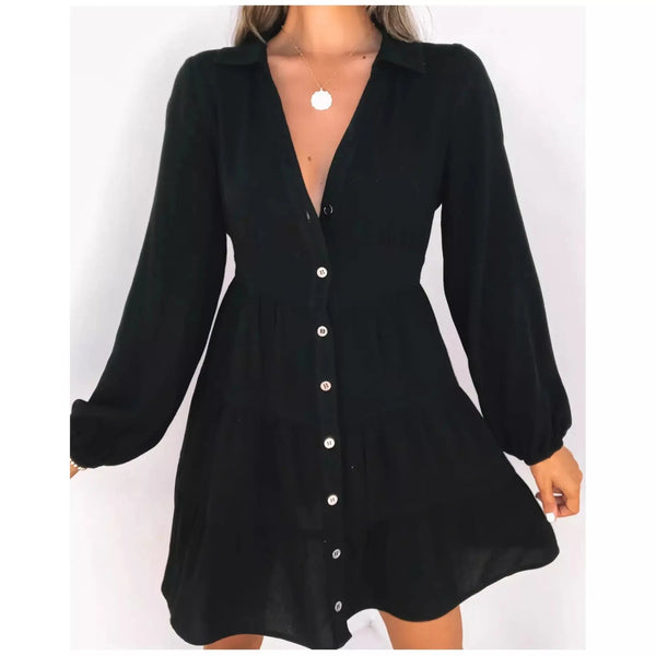 Black Button-up Womens Shirt Dress - SLATE Boutique & Gifts
