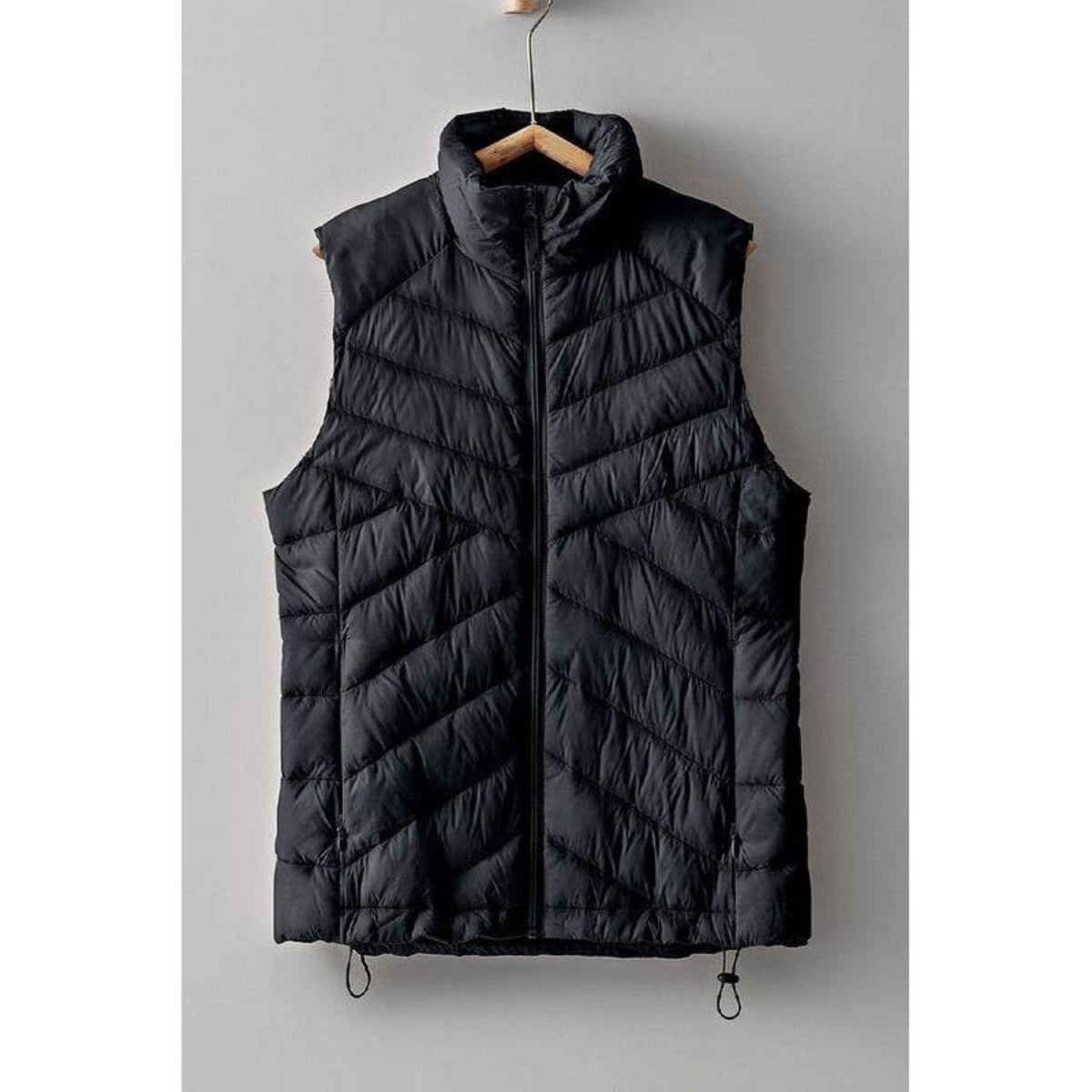 High neck zip up puffer vest (black); women's apparel