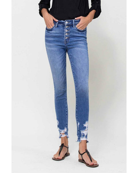 Haylie Exposed Button High Rise