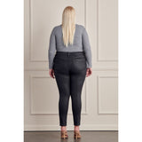 Plus Mid Rise Coated Super Skinny Jeans- Black - SLATE Boutique & Gifts